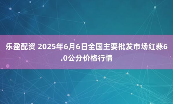乐盈配资 2025年6月6日全国主要批发市场红蒜6.0公分价格行情